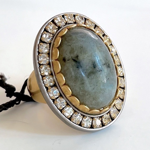 Juicy Couture Jewelry - NWT Juicy Couture Labradorite & Faceted Crystal Oval 2-Tone Metal Statement Ring